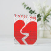 Ik mis je, Twinfame Friend Love Broken Heart Red Briefkaart (Staand voorkant)