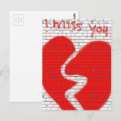Ik mis je, Twinfame Friend Love Broken Heart Red Briefkaart (Voorkant / Achterkant)