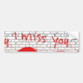 Ik mis je, Twinfame Friend Love Broken Heart Red Bumpersticker (Voorkant)