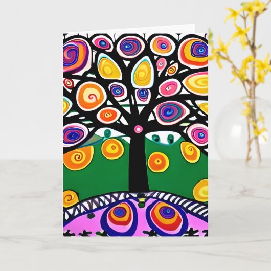 Ik mis je | Waanzinnige kunst Kaart (Gele Bloem)