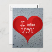 Ik mis je waterdruppels Rijn Rood hart Briefkaart (Voorkant / Achterkant)