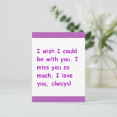 Ik mis je zo veel liefde die je altijd zou willen  briefkaart (Staand voorkant)