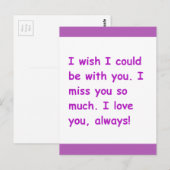 Ik mis je zo veel liefde die je altijd zou willen  briefkaart (Voorkant / Achterkant)