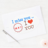 Ik mis JOU - Een geschenk van expressie bij impact Ovale Sticker (Envelop)