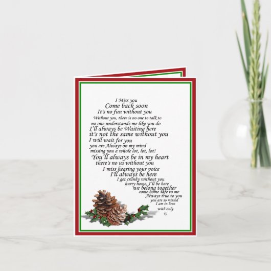 Ik mis jou ook sms, in Half of Heart Christmas Kaart (Voorkant)