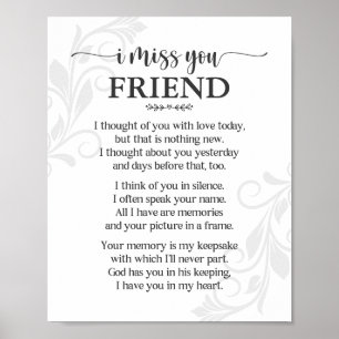 Ik Mis Jou Vriend Gedicht Poster