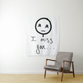 Ik mis jouw Stickman-schets, Tranen Huilende Meme Wandkleed (In situ)