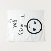 Ik mis jouw Stickman-schets, Tranen Huilende Meme Wandkleed (Voorkant (horizontaal))