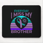 Ik mis mijn broer Heart Ribbon zelfmoordbewustzijn Muismat (Voorkant)