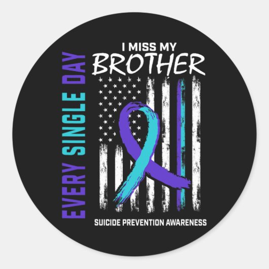 Ik mis mijn broer zelfmoordpreventie ronde sticker (Voorkant)