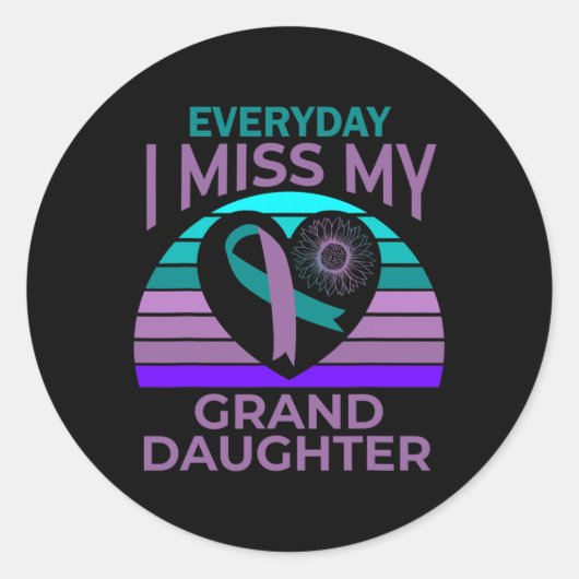 Ik mis mijn kleindochter hart zelfmoord bewustzijn ronde sticker (Voorkant)