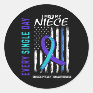 Ik mis mijn nichtje Suicide Awareness Prevention A Ronde Sticker