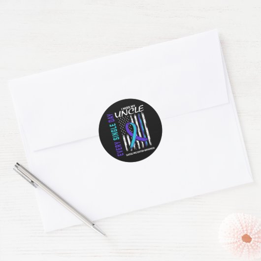 Ik mis mijn oom zelfmoordpreventie Ameri Ronde Sticker (Envelop)