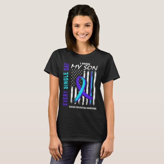 Ik mis mijn Son Suicide Prevention Awareness Ameri T-shirt (Voorkant volledig)