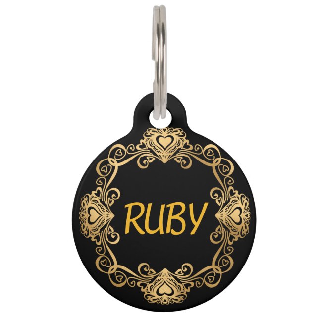 Ik mis mijn vader / moeder hond scroll harten tele huisdierpenning (Voorkant)