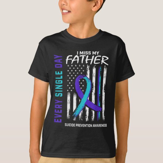 Ik mis mijn vader zelfmoordpreventie t-shirt (Voorkant)