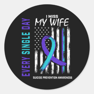 Ik mis mijn vrouw zelfmoordpreventie Amerika Ronde Sticker