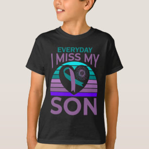 Ik mis mijn zoon hart zonnebloem zelfmoord bewustz t-shirt