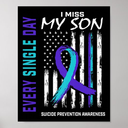 Ik mis mijn zoon Suicide Awareness Prevention Amer Poster (Voorkant)