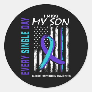 Ik mis mijn zoon Suicide Awareness Prevention Amer Ronde Sticker