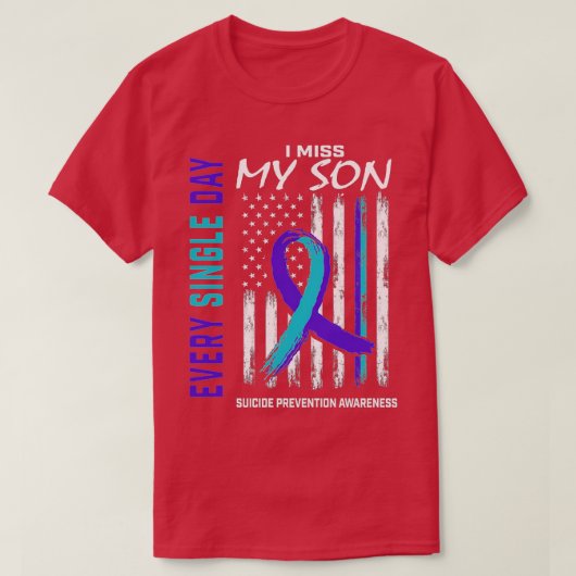 Ik mis mijn zoon Suicide Awareness Prevention Amer T-shirt (Design voorkant)