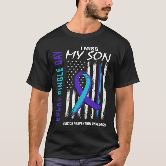 Ik mis mijn zoon Suicide Awareness Prevention Amer T-shirt (Voorkant)