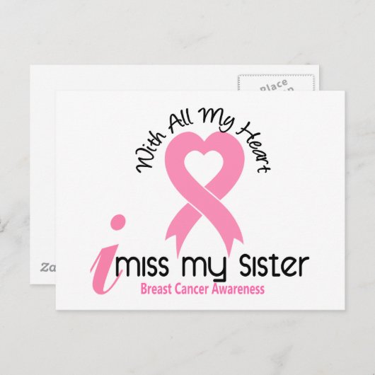 Ik mis mijn zus borstkanker briefkaart (Voorkant / Achterkant)