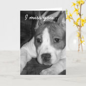 Ik mis u pitbull wenskaart kaart (Gele Bloem)
