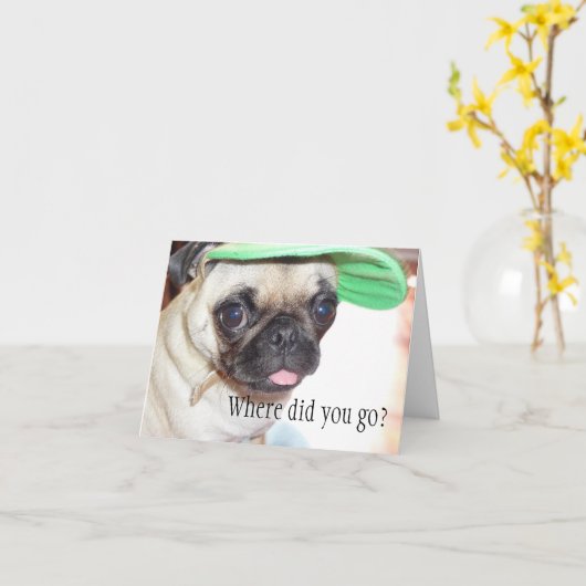 Ik mis u Pug de Kaart van het Puppy (Gele Bloem)