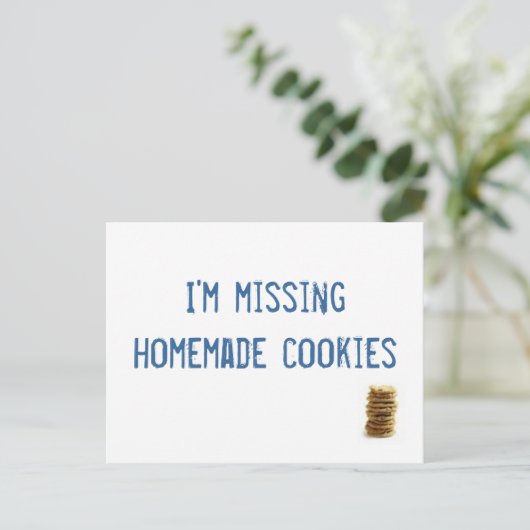 Ik mis zelfgemaakte koekjes! briefkaart (Staand voorkant)