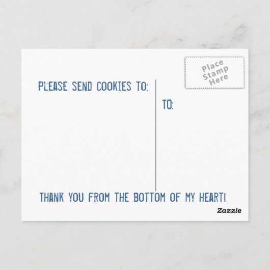 Ik mis zelfgemaakte koekjes! briefkaart (Achterkant)