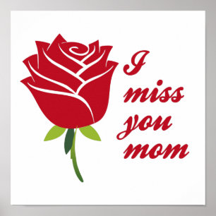 Ik Miss je mama, ik hou van je moeder met rode roz Poster