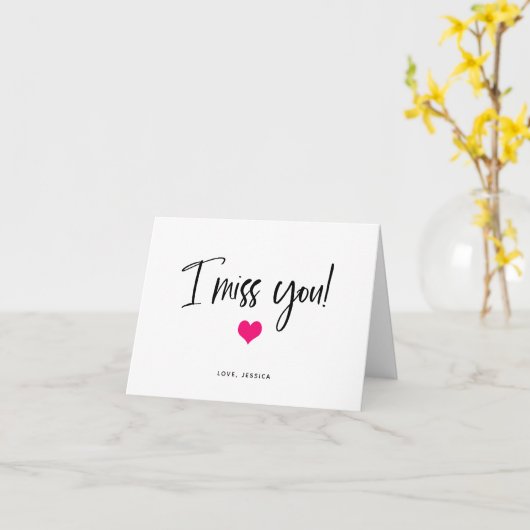 Ik Miss U | Achtergrondkleur met hart Kaart (Gele Bloem)