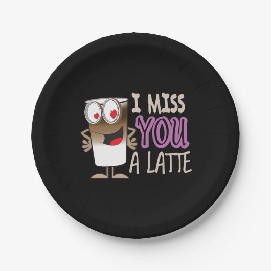 Ik Miss U een Latte Papieren Bordje (Voorkant)