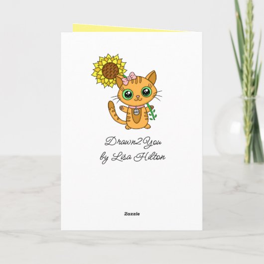 Ik Miss U | Kute en zonnebloem Kaart (Achterkant)