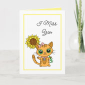 Ik Miss U | Kute en zonnebloem Kaart (Voorkant)