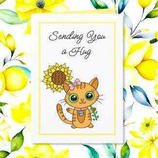 Ik Miss U | Kute en zonnebloem Kaart