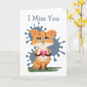 Ik Miss U Sad Fox met een gebroken hart Kaart (Gele Bloem)