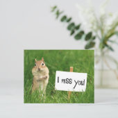 Ik Miss You Chipmunk met Sign. Briefkaart (Staand voorkant)