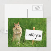 Ik Miss You Chipmunk met Sign. Briefkaart (Voorkant / Achterkant)