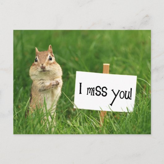 Ik Miss You Chipmunk met Sign. Briefkaart (Voorkant)