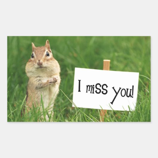Ik Miss You Chipmunk met Sign. Rechthoekige Sticker (Voorkant)