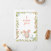 Ik Miss You Cute Garden Mouse Lijst Notitiekaartje (Voorkant / Achterkant in situ)