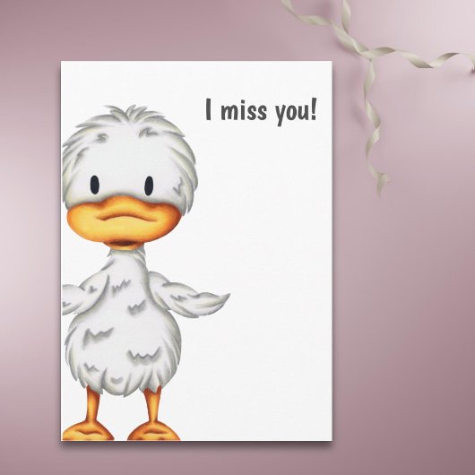 Ik Miss You Cute Simple Duck Illustrated Greeting Kaart