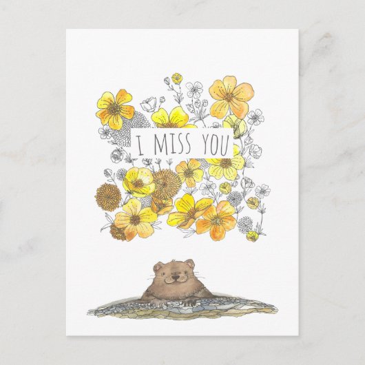 Ik Miss You Floral Briefkaart (Voorkant)