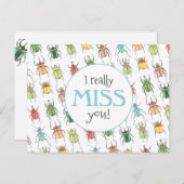 Ik Miss You Love Bugs Beetle Pattern Teacher Briefkaart (Voorkant / Achterkant)