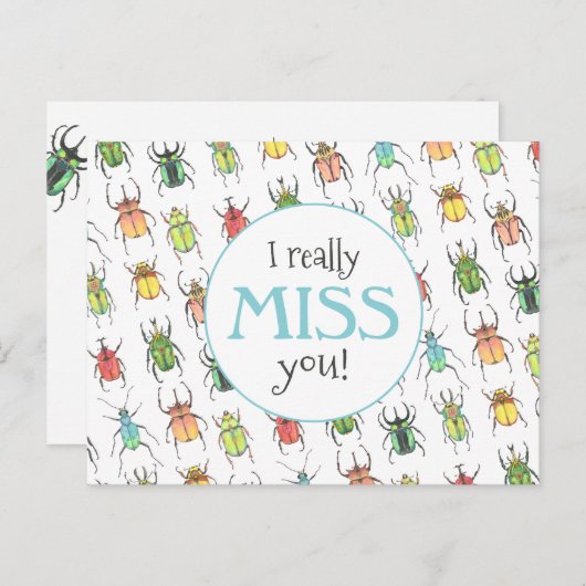 Ik Miss You Love Bugs Beetle Pattern Teacher Briefkaart (Voorkant / Achterkant)
