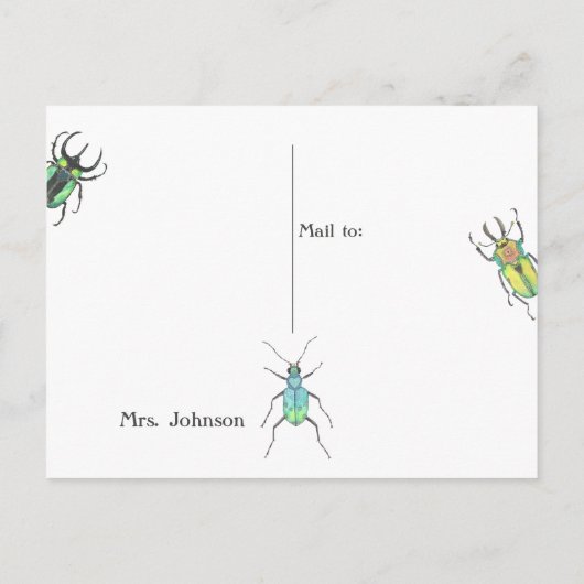 Ik Miss You Love Bugs Beetle Pattern Teacher Briefkaart (Achterkant)