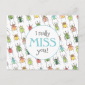 Ik Miss You Love Bugs Beetle Pattern Teacher Briefkaart (Voorkant)