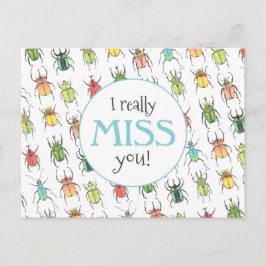 Ik Miss You Love Bugs Beetle Pattern Teacher Briefkaart